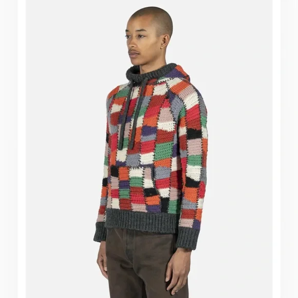 Marni wool crochet patch multicolor pullover hoodie w/ pouch - 46/ US men sm - Picture 4 of 16